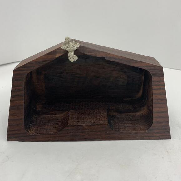 Peltro Inciso Miniature Nativity Set Christmas Pewter Wood Stable Made in Italy - Picture 5 of 11